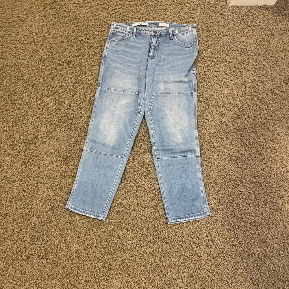 Blue Pilcro Cargo Jeans with Paint Splatter Pantern